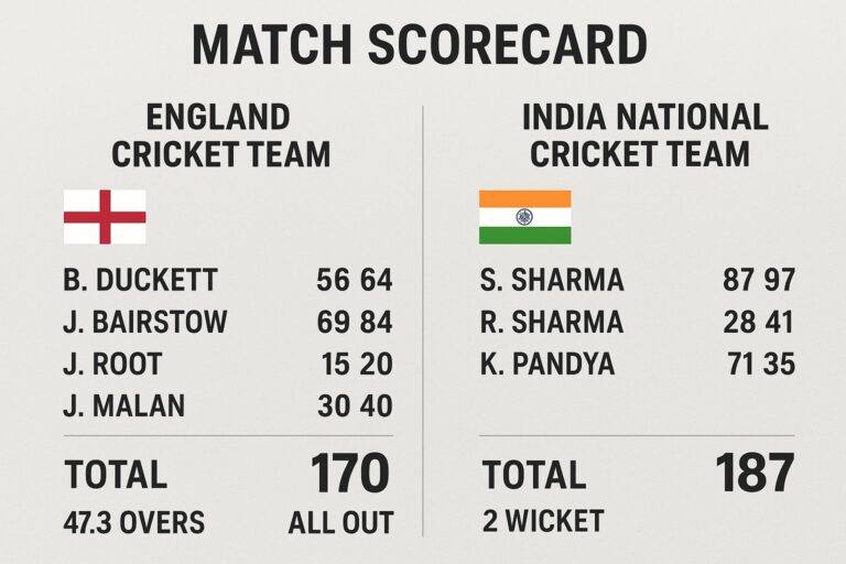 england cricket team vs india national cricket team match scorecard