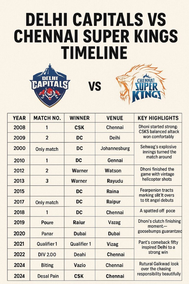 delhi capitals vs chennai super kings timeline