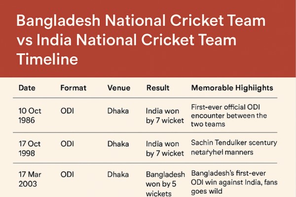 bangladesh national cricket team vs india national cricket team timeline